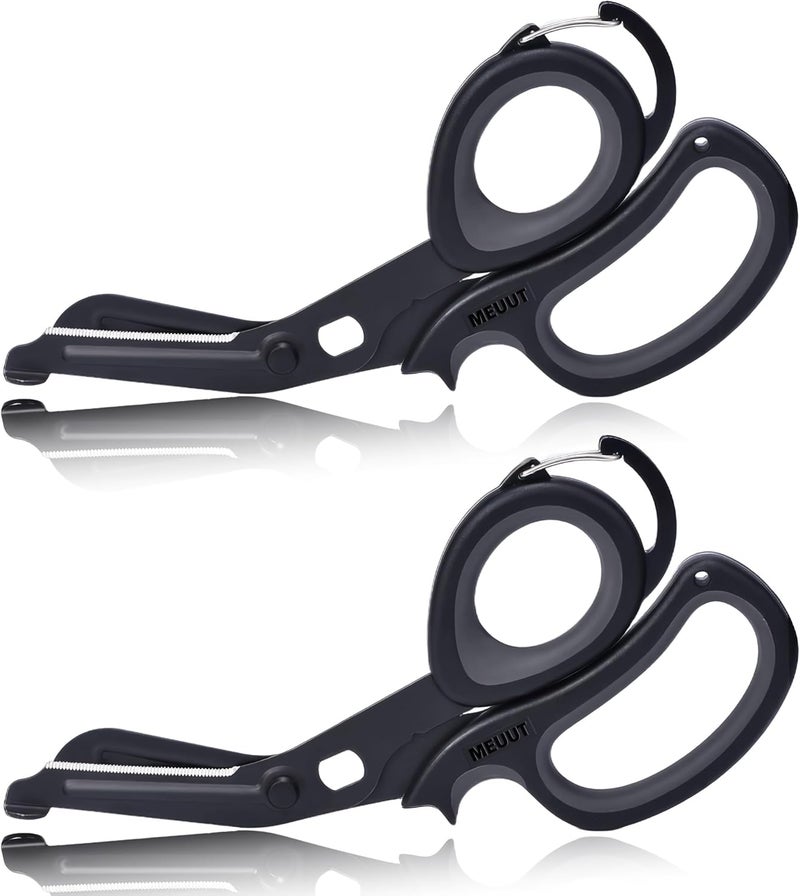 MEUUT 2 Pack Medical Scissors Trauma Shears with Carabiner design for left and right hand, 7.5" Fluoride Coated Non-stick Blades Bandage Scissor for Nurses, EMT, Household, outdoors - Image 1